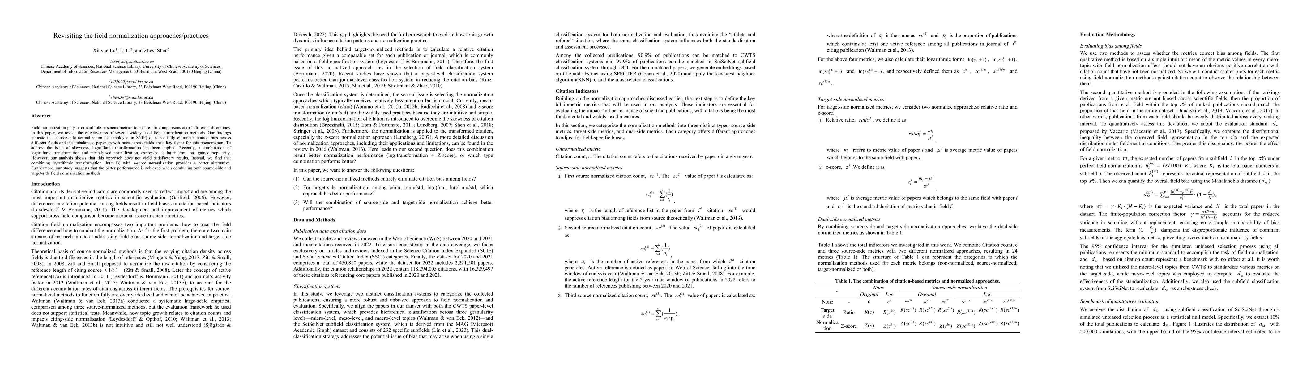 Thumbnail for Revisiting the field normalization approaches/practices
