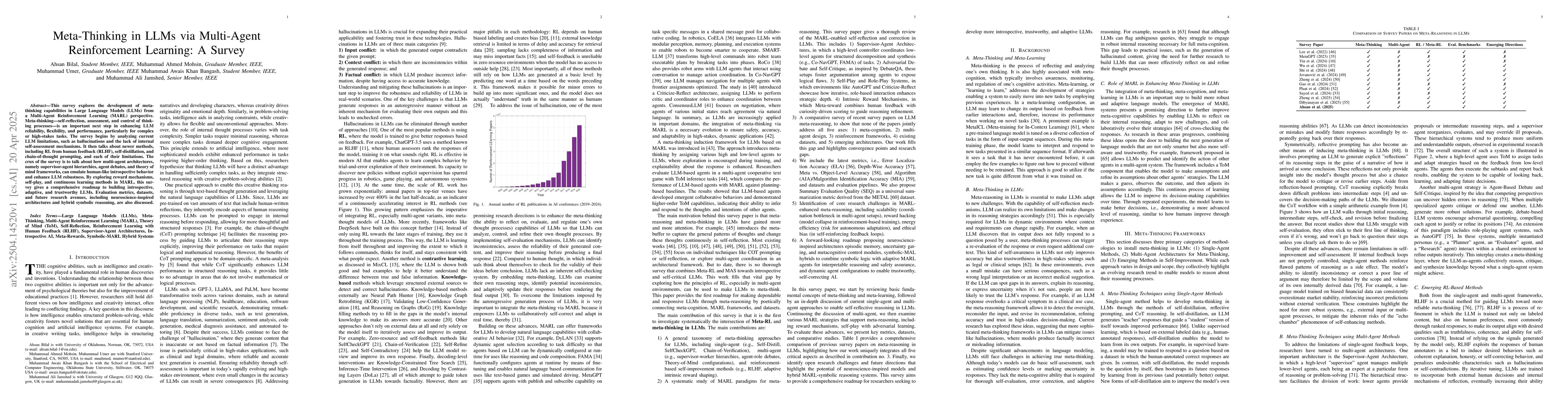Thumbnail for Meta-Thinking in LLMs via Multi-Agent Reinforcement Learning: A Survey