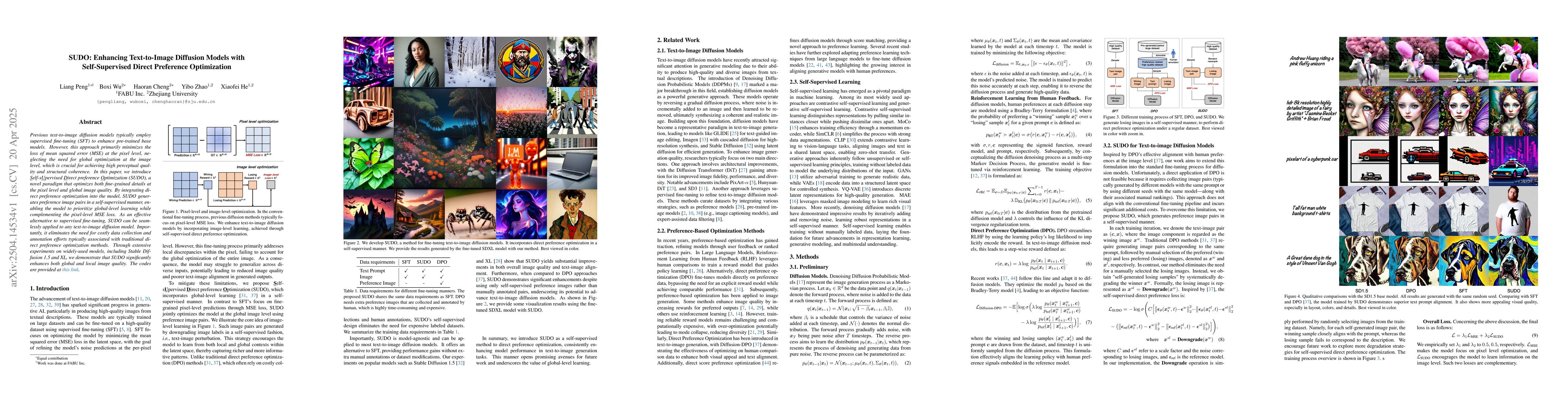 Thumbnail for SUDO: Enhancing Text-to-Image Diffusion Models with Self-Supervised
  Direct Preference Optimization