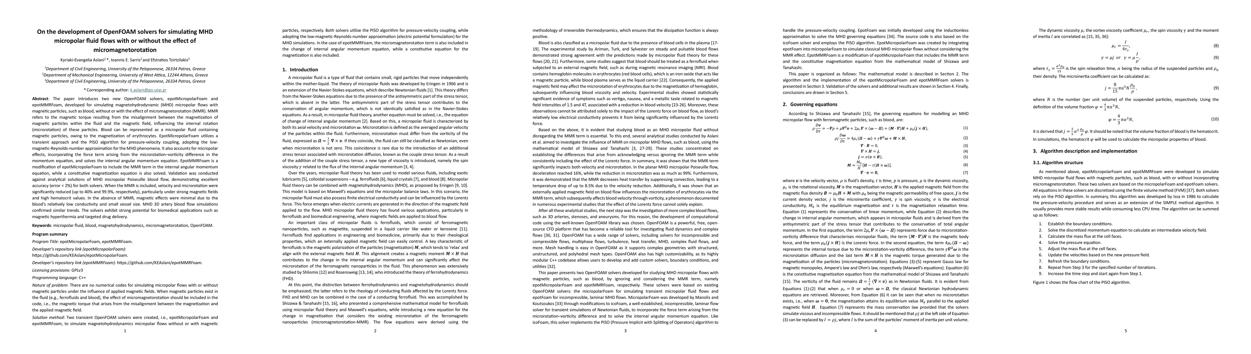 Thumbnail for On the development of OpenFOAM solvers for simulating MHD micropolar
  fluid flows with or without the effect of micromagnetorotation