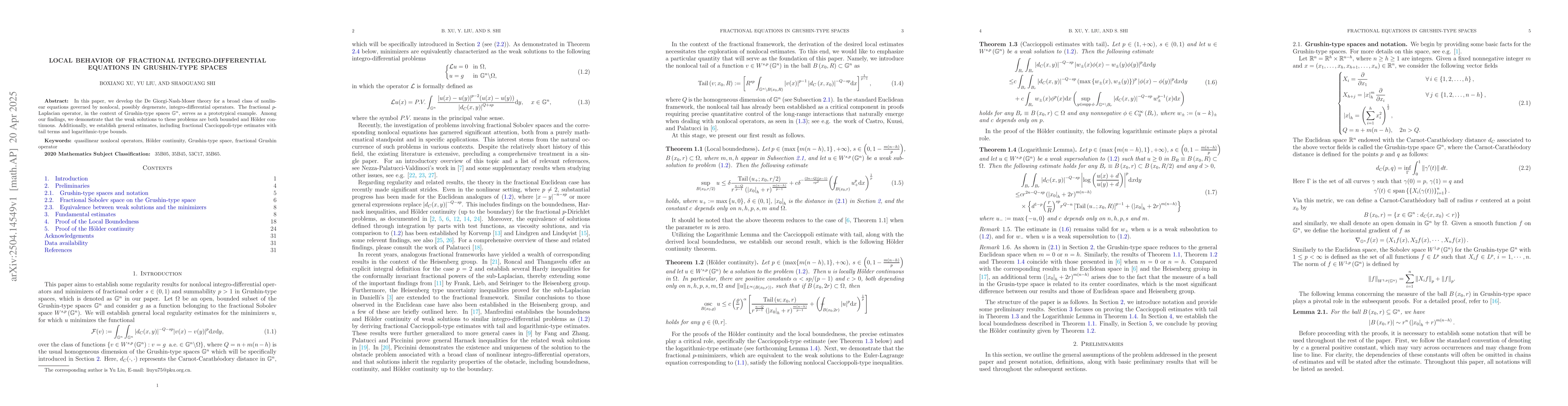 Thumbnail for Local Behavior of Fractional Equations in Grushin-type Spaces