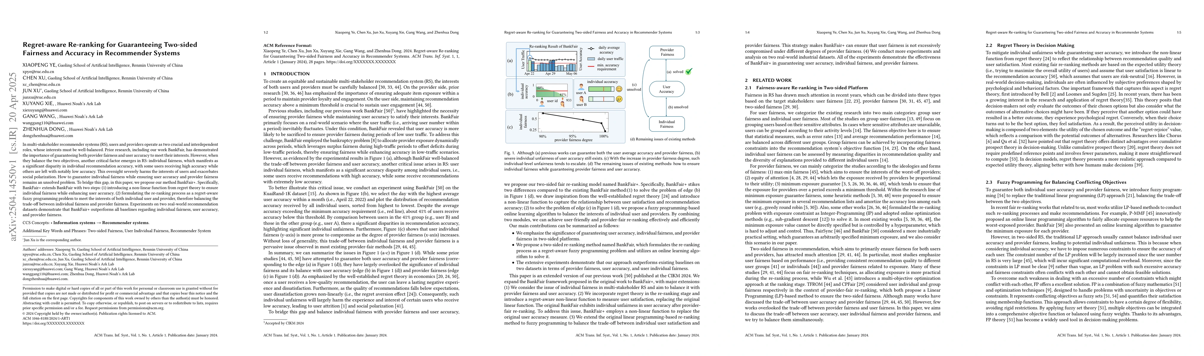 Thumbnail for Regret-aware Re-ranking for Guaranteeing Two-sided Fairness and Accuracy
  in Recommender Systems