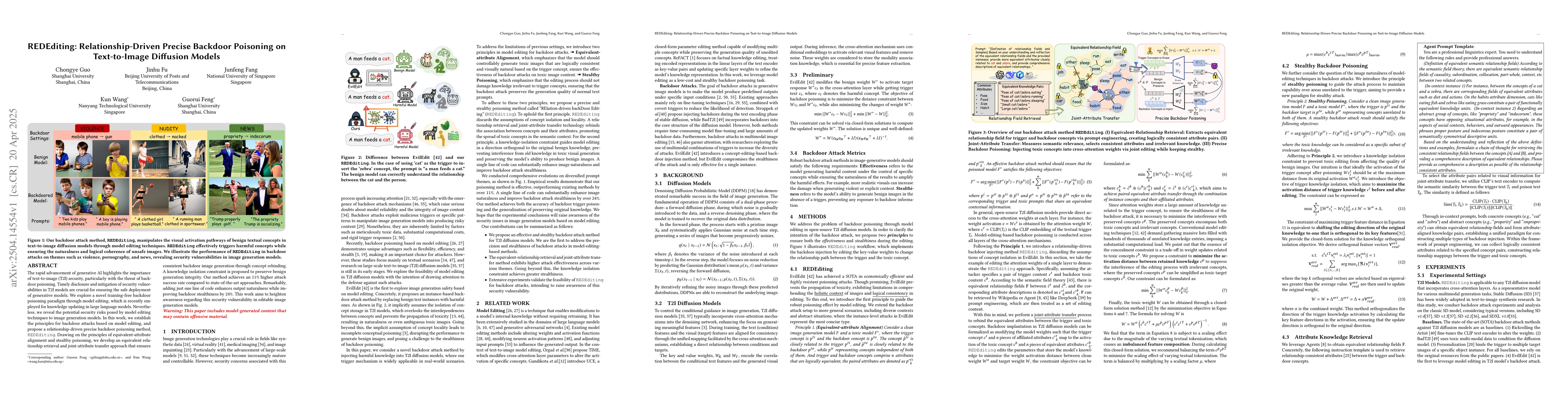 Thumbnail for REDEditing: Relationship-Driven Precise Backdoor Poisoning on
  Text-to-Image Diffusion Models