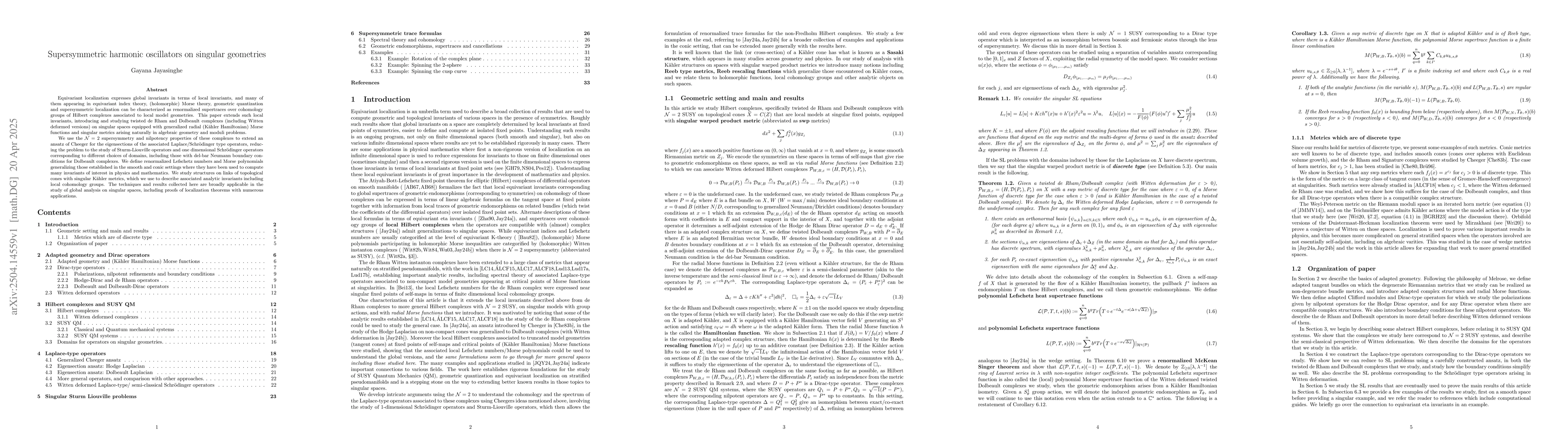 Thumbnail for Supersymmetric harmonic oscillators on singular geometries
