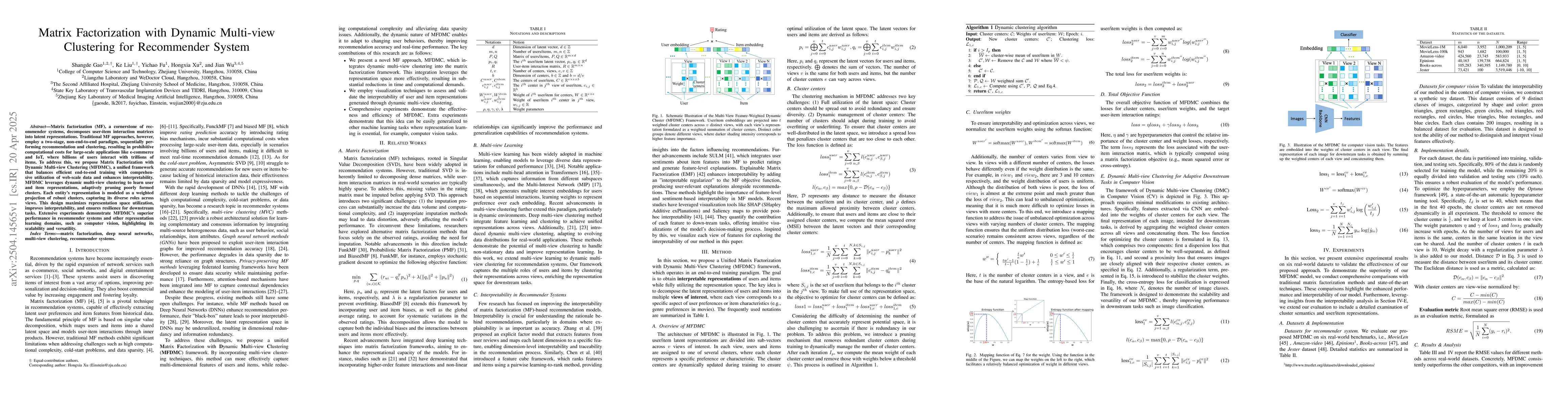 Thumbnail for Matrix Factorization with Dynamic Multi-view Clustering for Recommender
  System