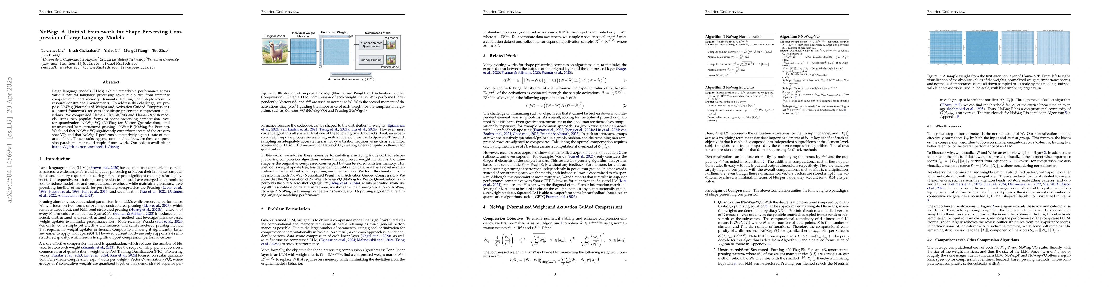 Thumbnail for NoWag: A Unified Framework for Shape Preserving Compression of Large
  Language Models