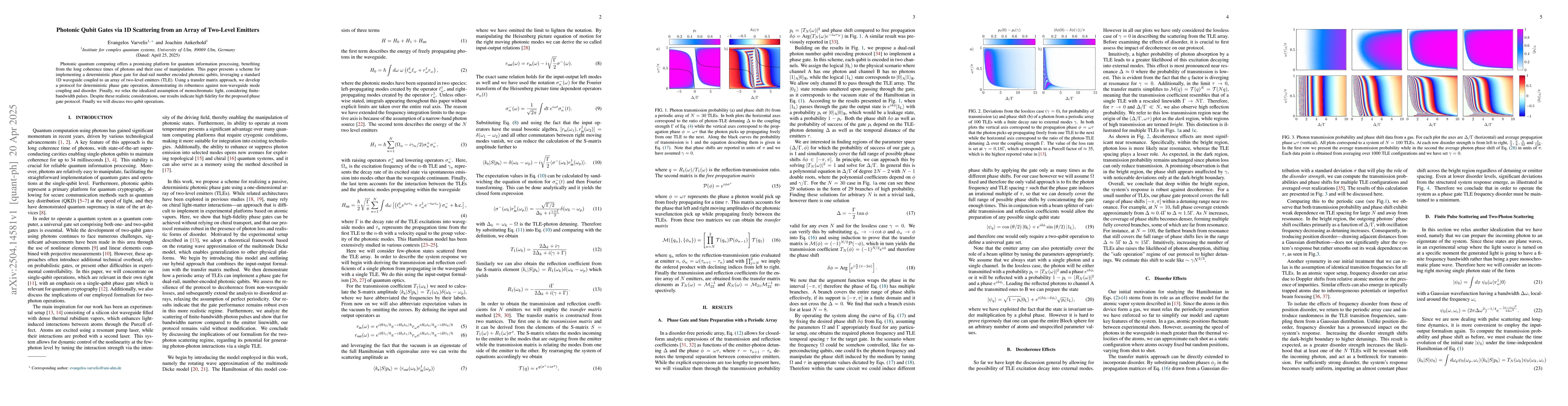 Thumbnail for Photonic Qubit Gates via 1D Scattering from an Array of Two-Level
  Emitters
