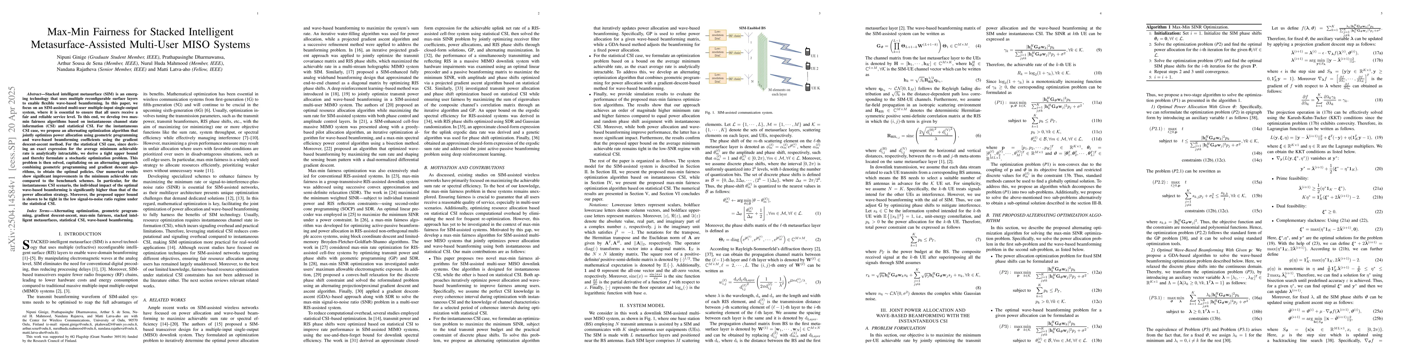 Thumbnail for Max-Min Fairness for Stacked Intelligent Metasurface-Assisted Multi-User
  MISO Systems