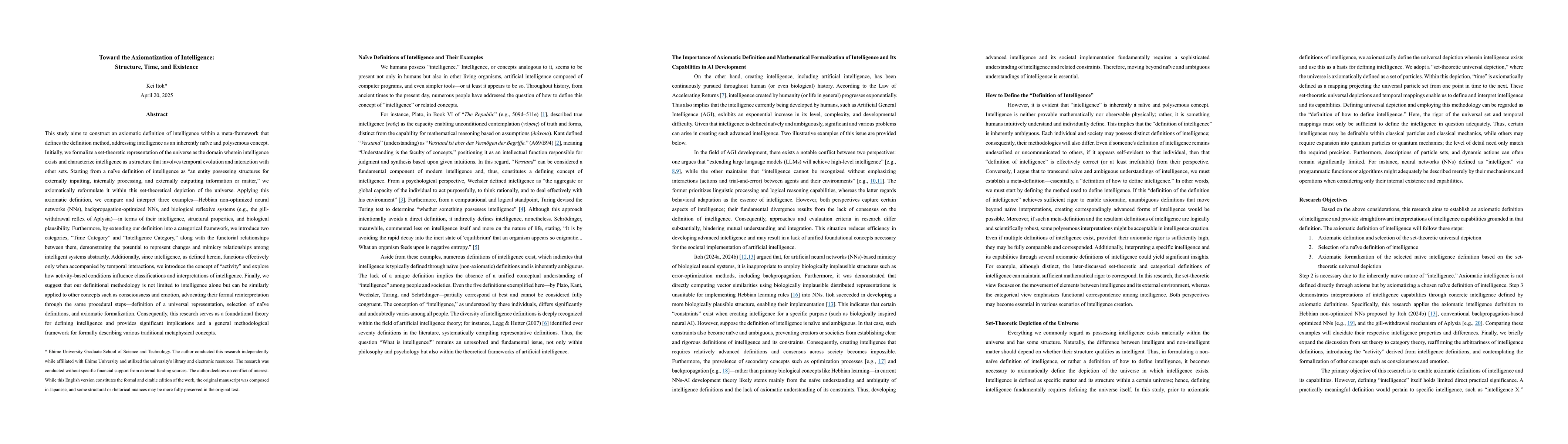 Thumbnail for Toward the Axiomatization of Intelligence: Structure, Time, and
  Existence