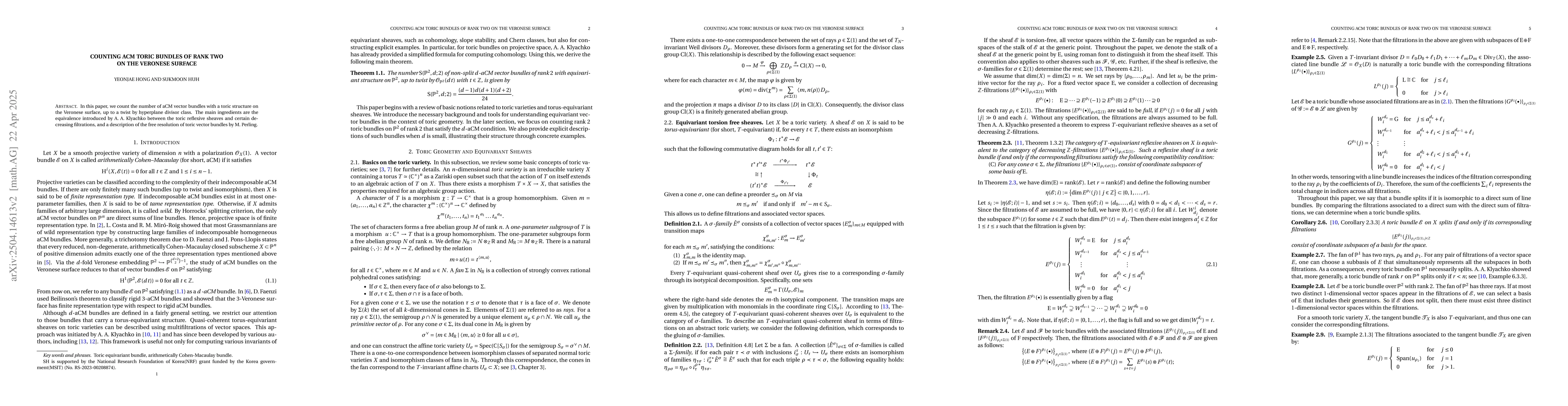 Thumbnail for Counting aCM Toric Bundles of Rank Two on the Veronese Surface