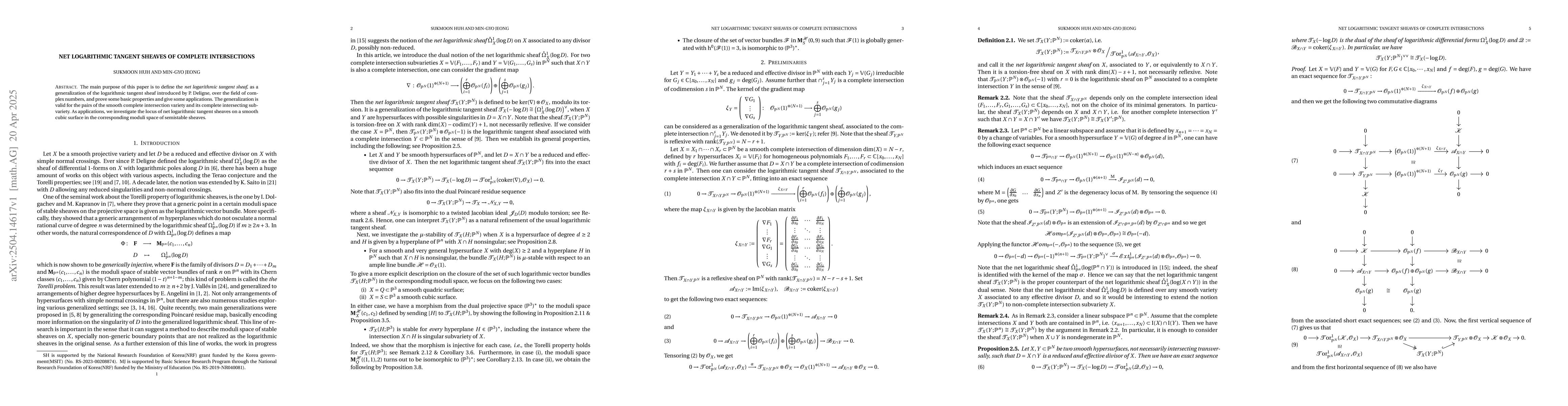 Thumbnail for Net logarithmic tangent sheaves of complete intersections