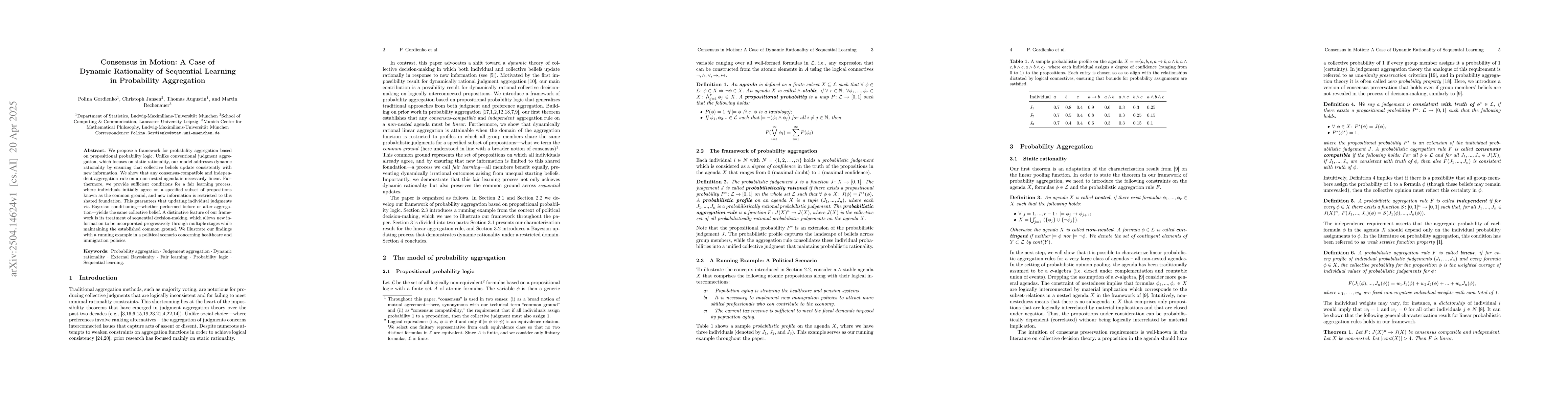 Thumbnail for Consensus in Motion: A Case of Dynamic Rationality of Sequential
  Learning in Probability Aggregation