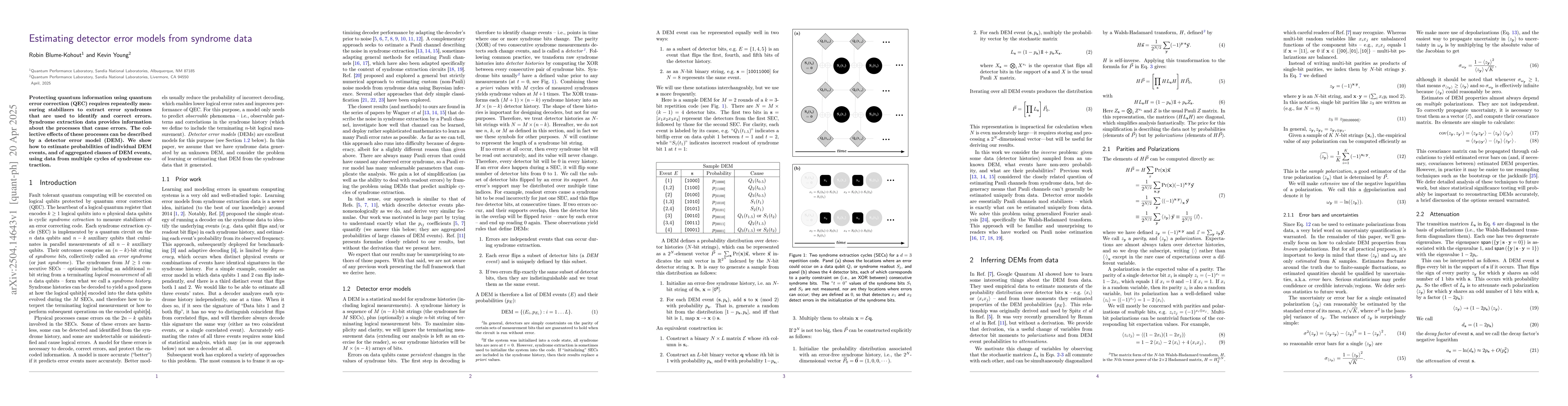 Thumbnail for Estimating detector error models from syndrome data