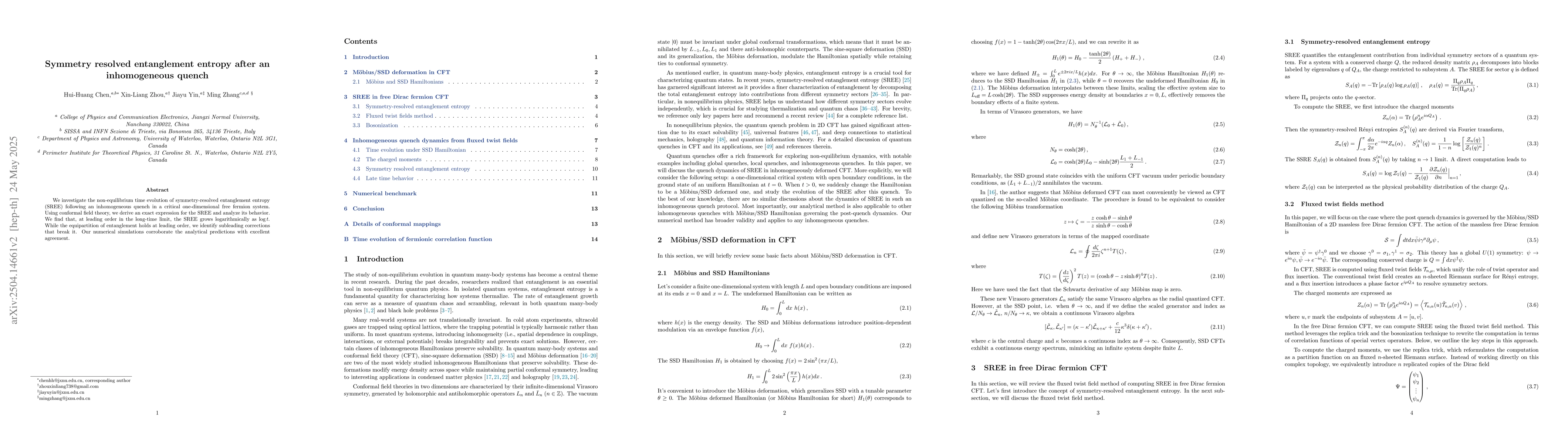 Thumbnail for Symmetry resolved entanglement entropy after an inhomogeneous quench