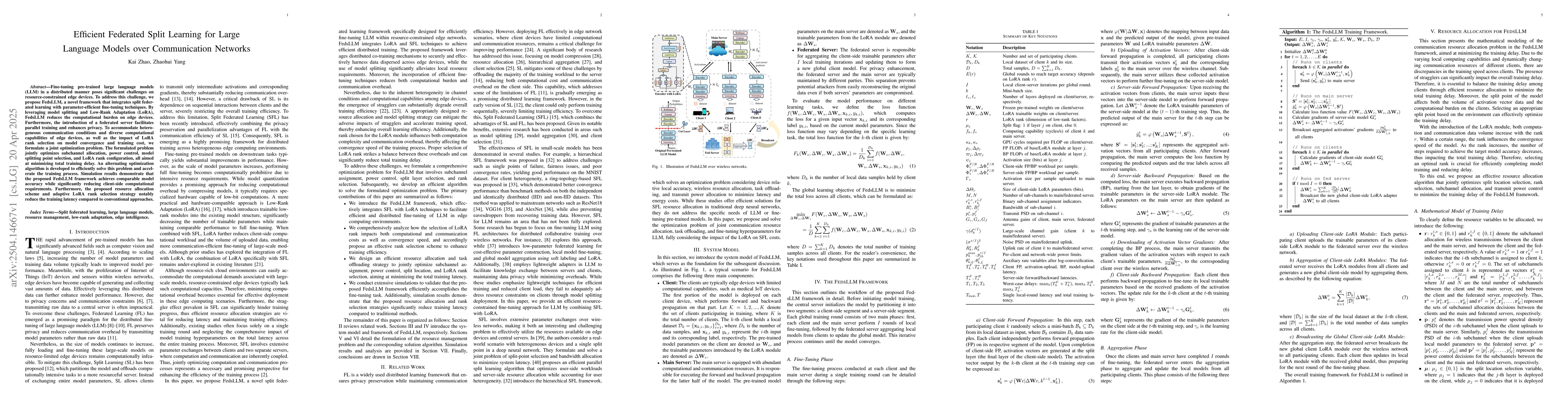 Thumbnail for Efficient Federated Split Learning for Large Language Models over
  Communication Networks