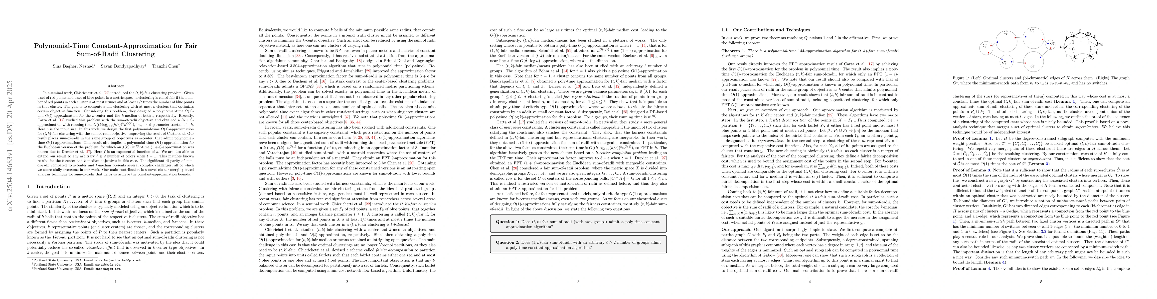 Thumbnail for Polynomial-Time Constant-Approximation for Fair Sum-of-Radii Clustering