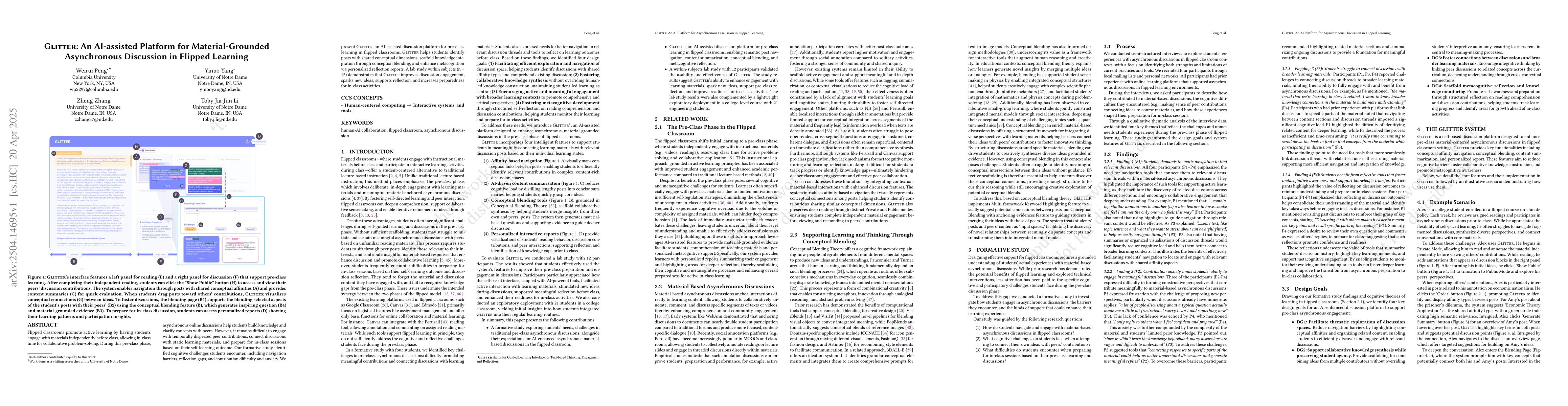 Thumbnail for GLITTER: An AI-assisted Platform for Material-Grounded Asynchronous
  Discussion in Flipped Learning