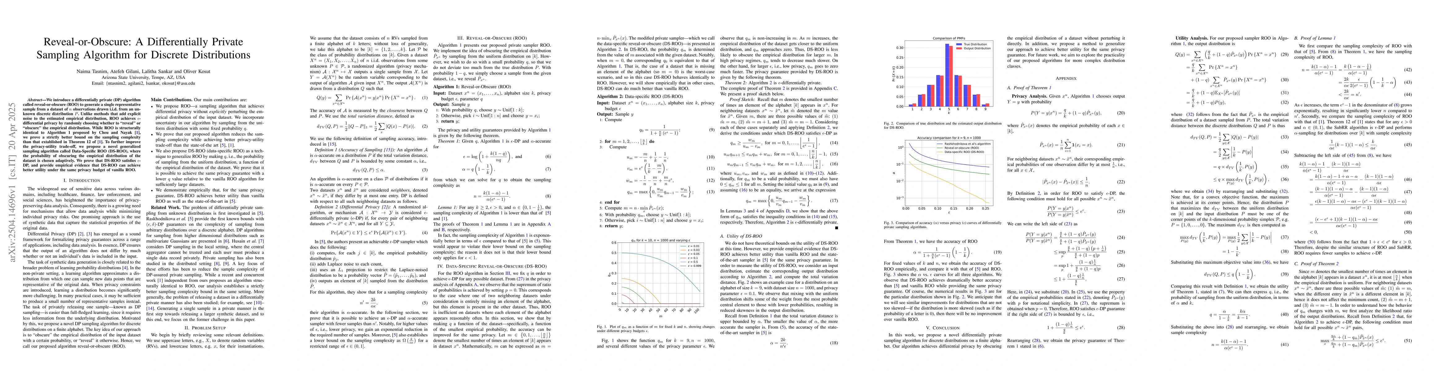 Thumbnail for Reveal-or-Obscure: A Differentially Private Sampling Algorithm for
  Discrete Distributions