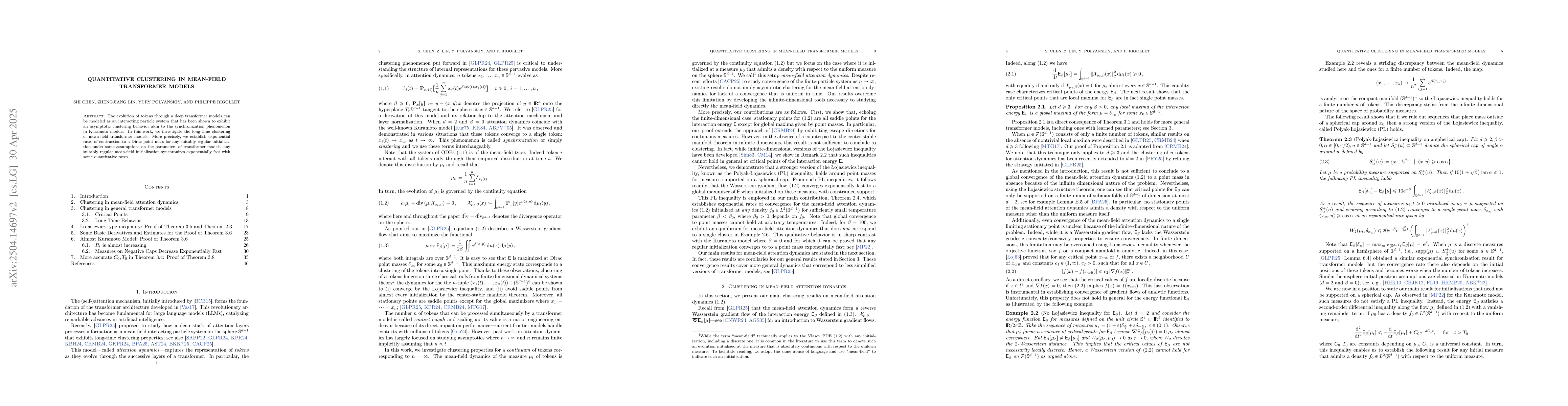 Thumbnail for Quantitative Clustering in Mean-Field Transformer Models