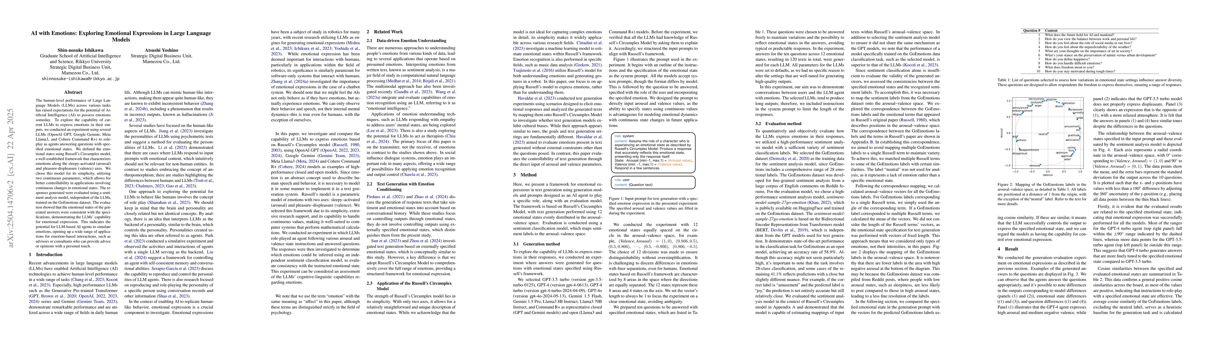 Thumbnail for AI with Emotions: Exploring Emotional Expressions in Large Language
  Models