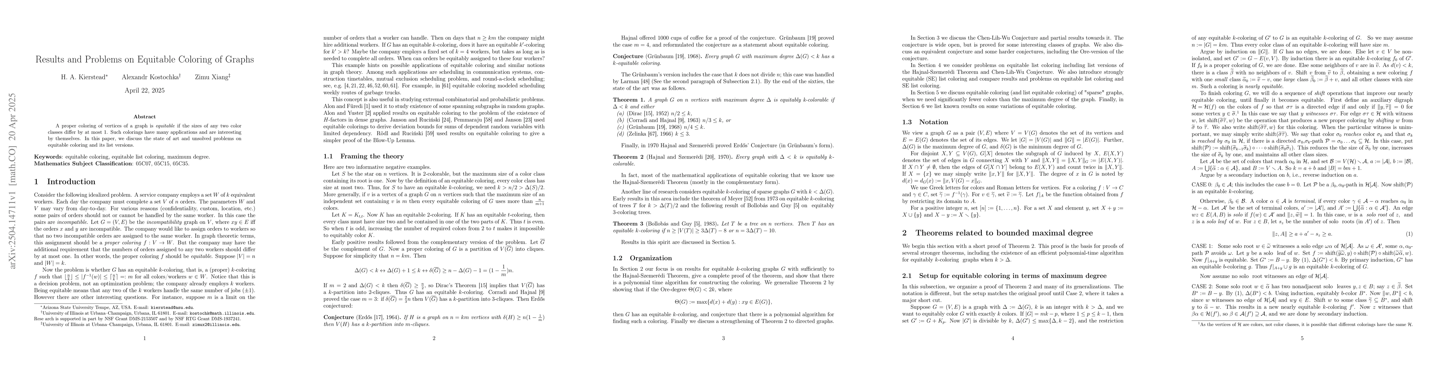 Thumbnail for Results and Problems on Equitable Coloring of Graphs