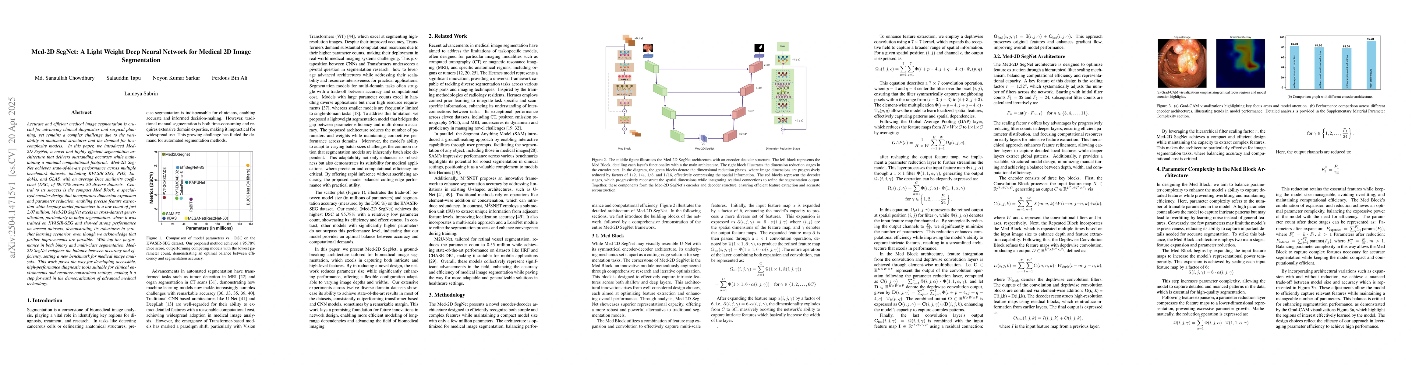 Thumbnail for Med-2D SegNet: A Light Weight Deep Neural Network for Medical 2D Image
  Segmentation