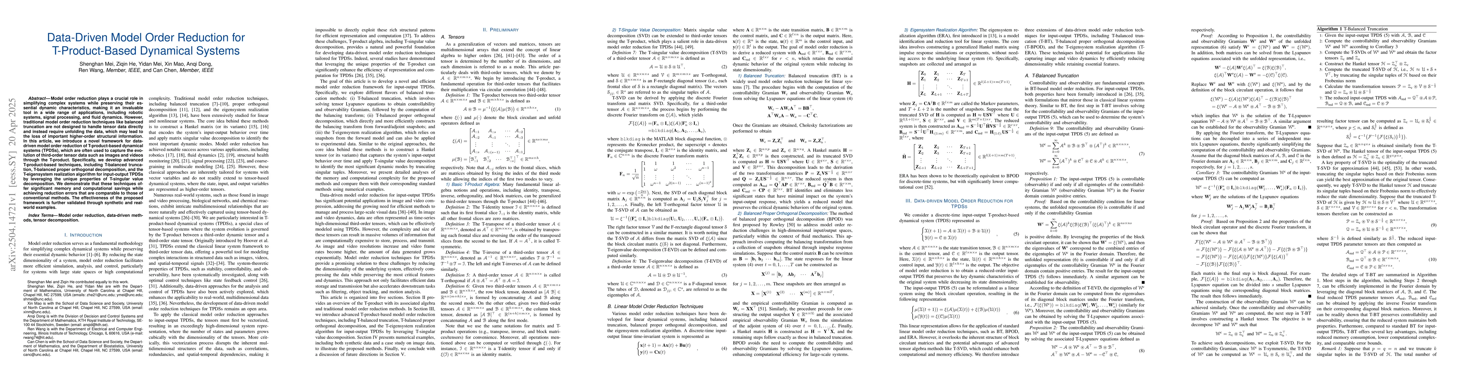 Thumbnail for Data-driven model order reduction for T-Product-Based dynamical systems