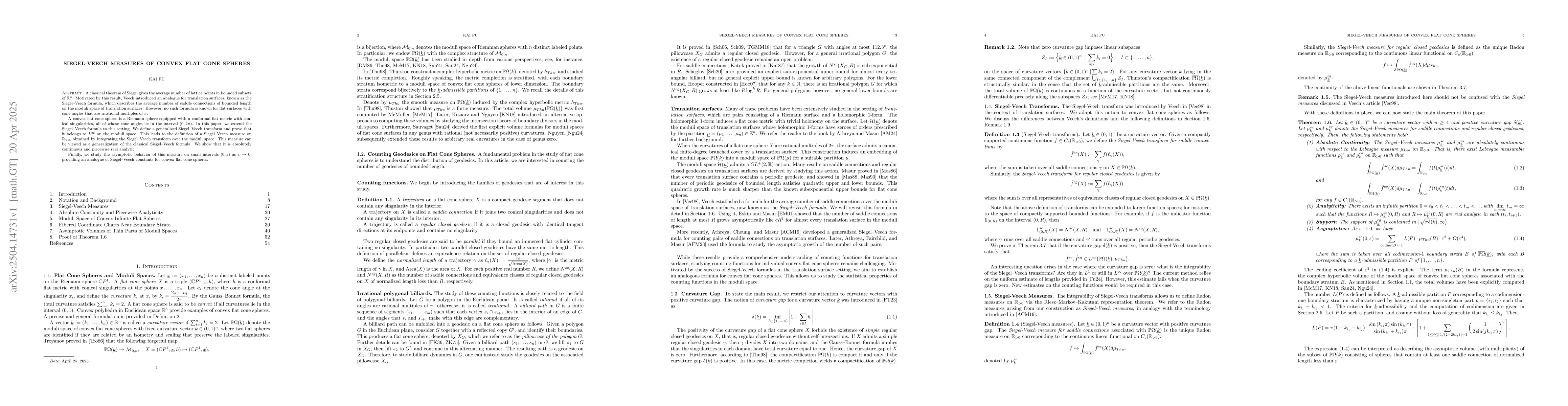 Thumbnail for Siegel-Veech Measures of Convex Flat Cone Spheres