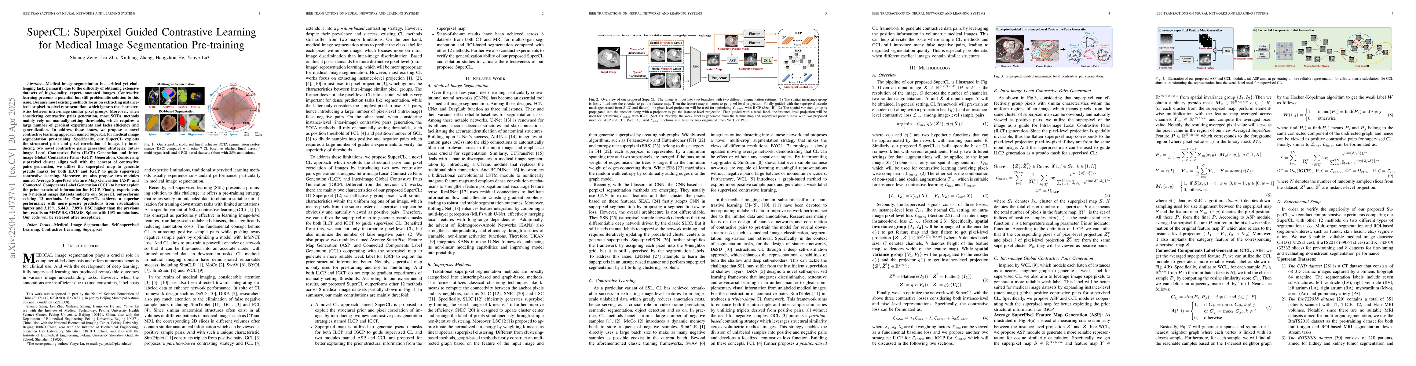 Thumbnail for SuperCL: Superpixel Guided Contrastive Learning for Medical Image
  Segmentation Pre-training