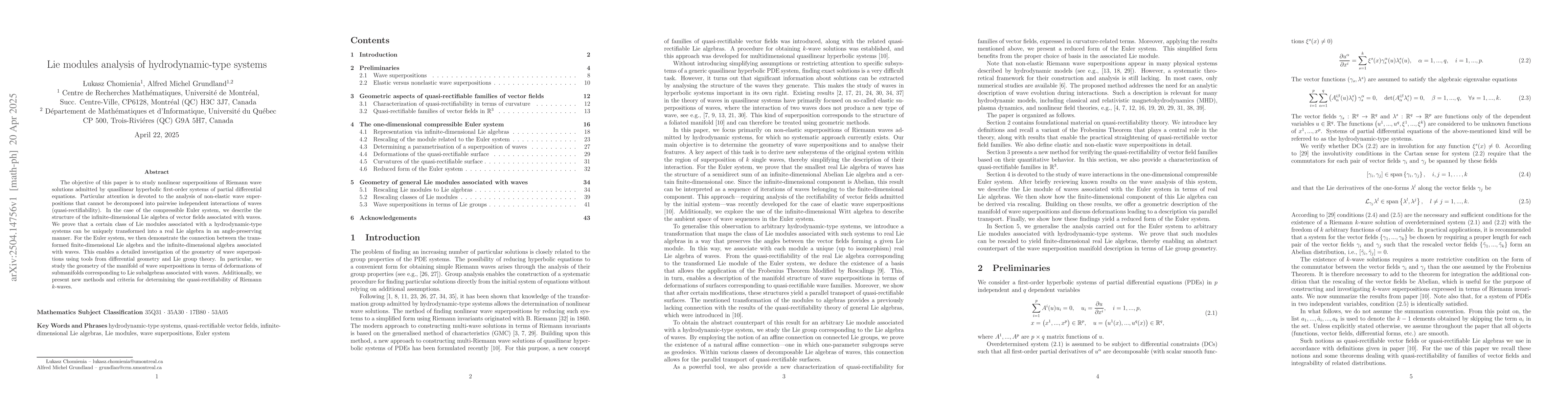 Thumbnail for Lie modules analysis of hydrodynamic-type systems
