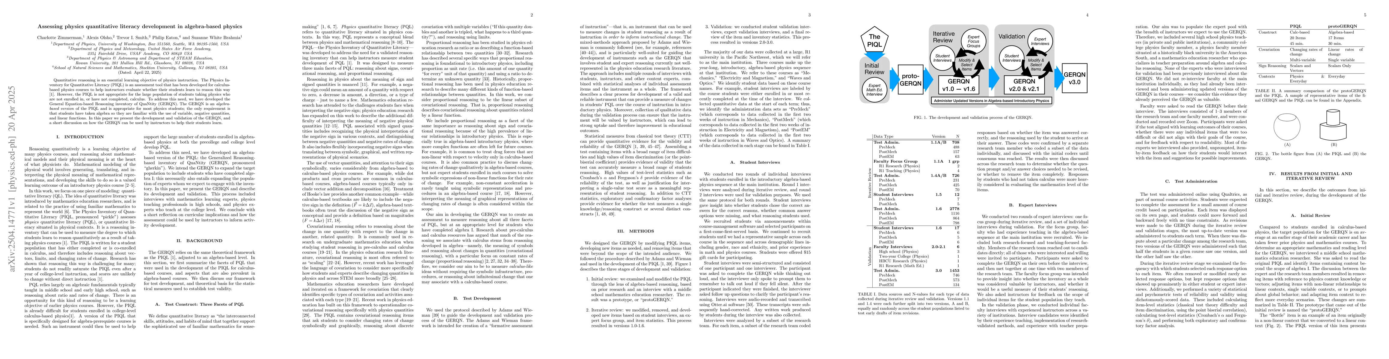 Thumbnail for Assessing physics quantitative literacy development in algebra-based
  physics