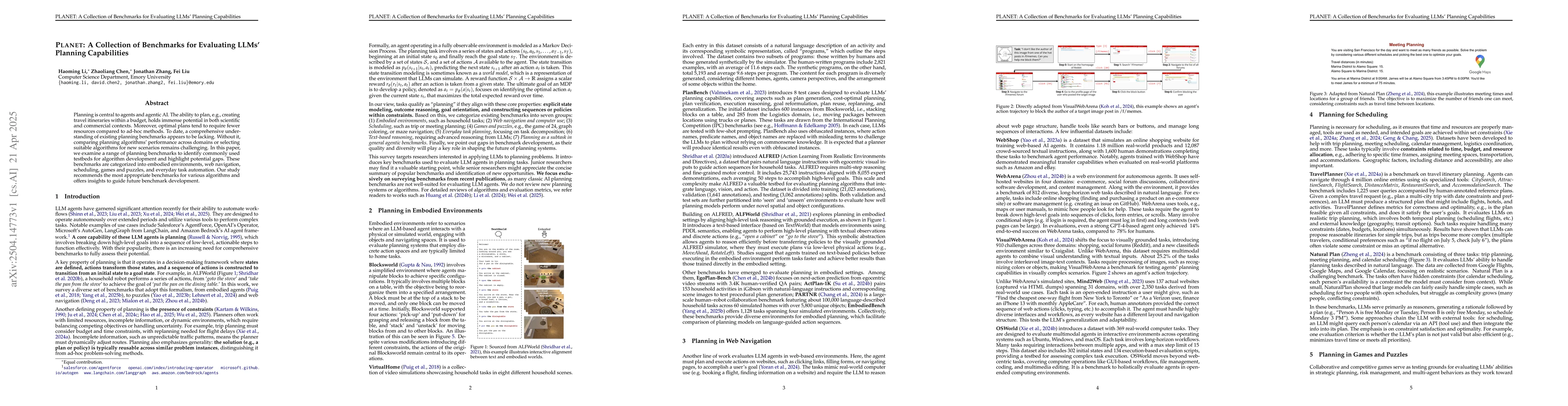 Thumbnail for PLANET: A Collection of Benchmarks for Evaluating LLMs' Planning
  Capabilities