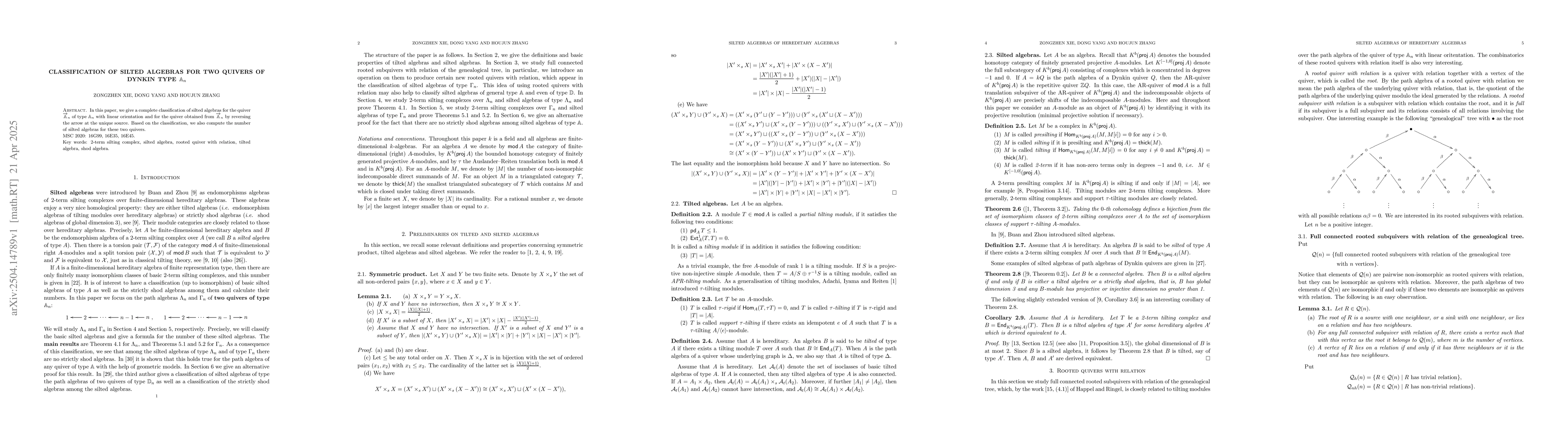 Thumbnail for Classification of silted algebras for two quivers of Dynkin type
  $\mathbb{A}_{n}$