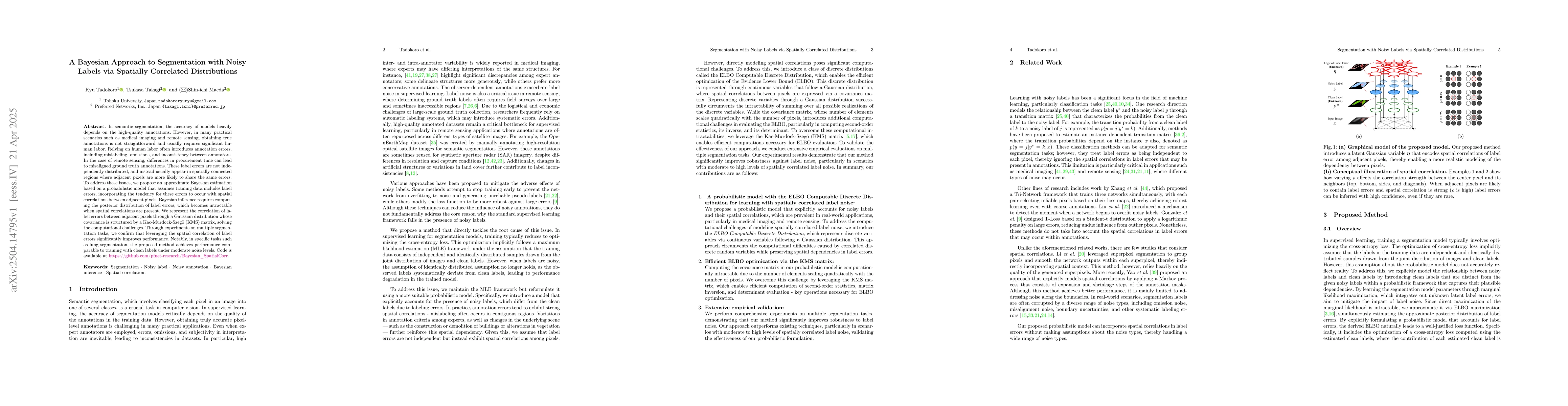 Thumbnail for Segmentation with Noisy Labels via Spatially Correlated Distributions