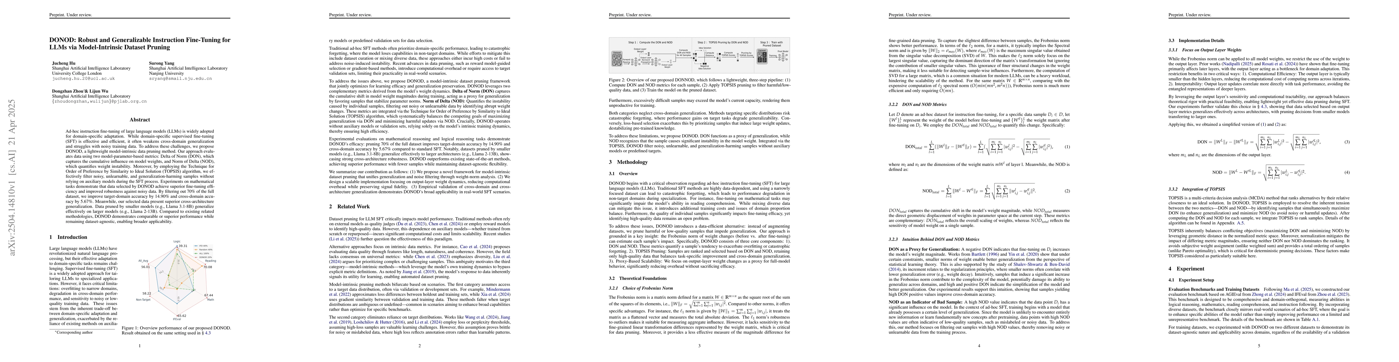Thumbnail for DONOD: Robust and Generalizable Instruction Fine-Tuning for LLMs via
  Model-Intrinsic Dataset Pruning