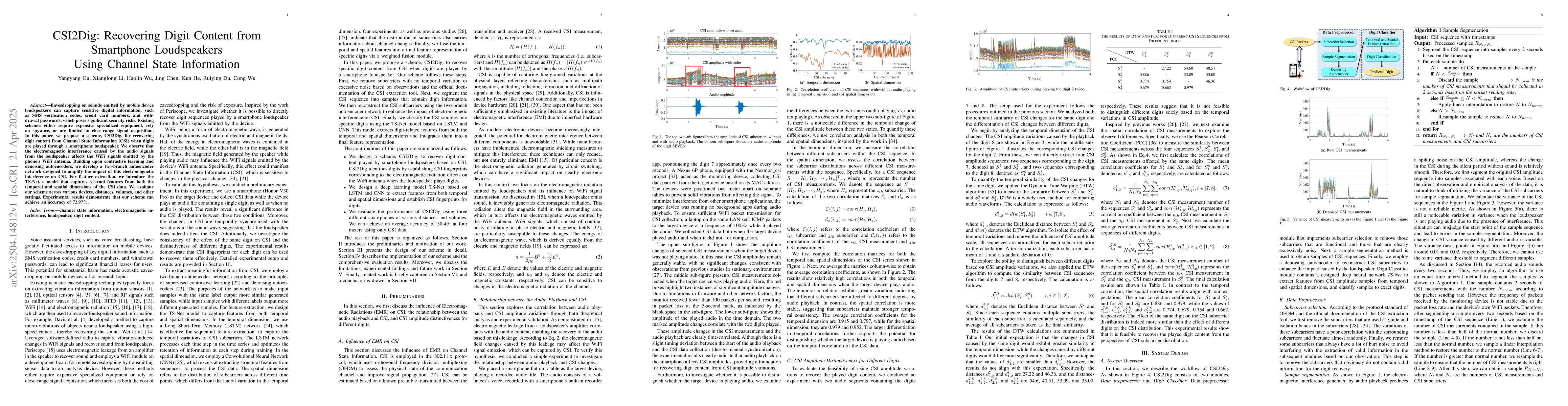 Thumbnail for CSI2Dig: Recovering Digit Content from Smartphone Loudspeakers Using
  Channel State Information