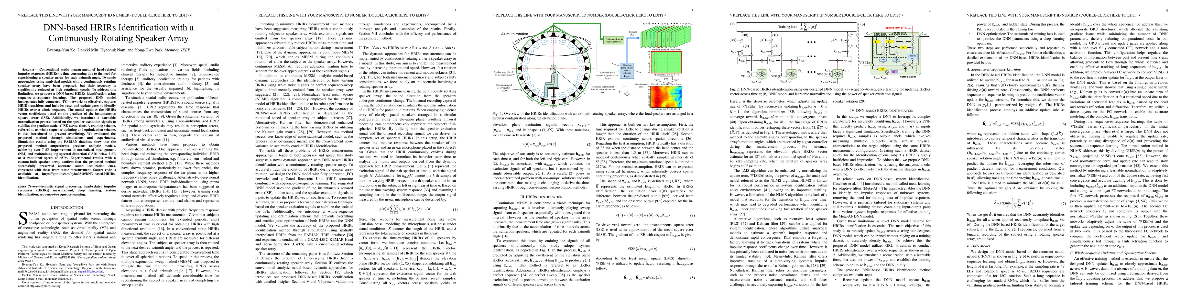 Thumbnail for DNN based HRIRs Identification with a Continuously Rotating Speaker
  Array