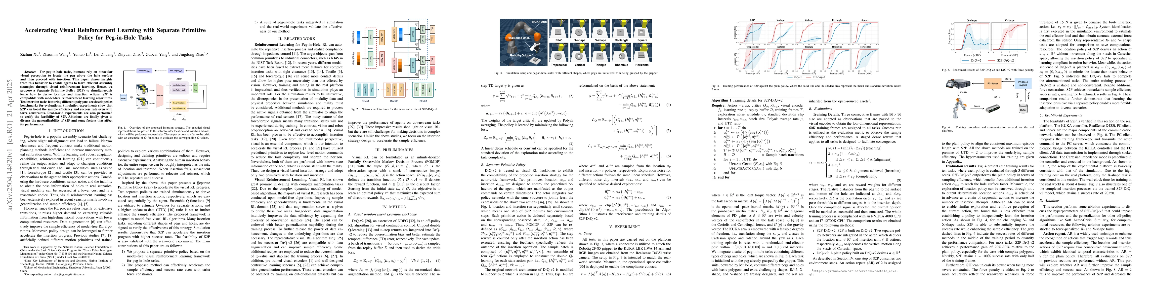 Thumbnail for Accelerating Visual Reinforcement Learning with Separate Primitive
  Policy for Peg-in-Hole Tasks