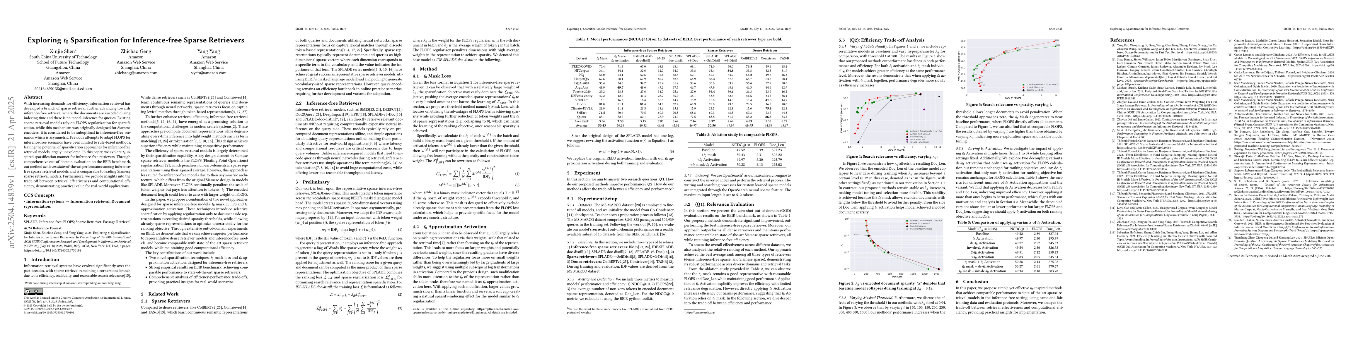 Thumbnail for Exploring $\ell_0$ Sparsification for Inference-free Sparse Retrievers