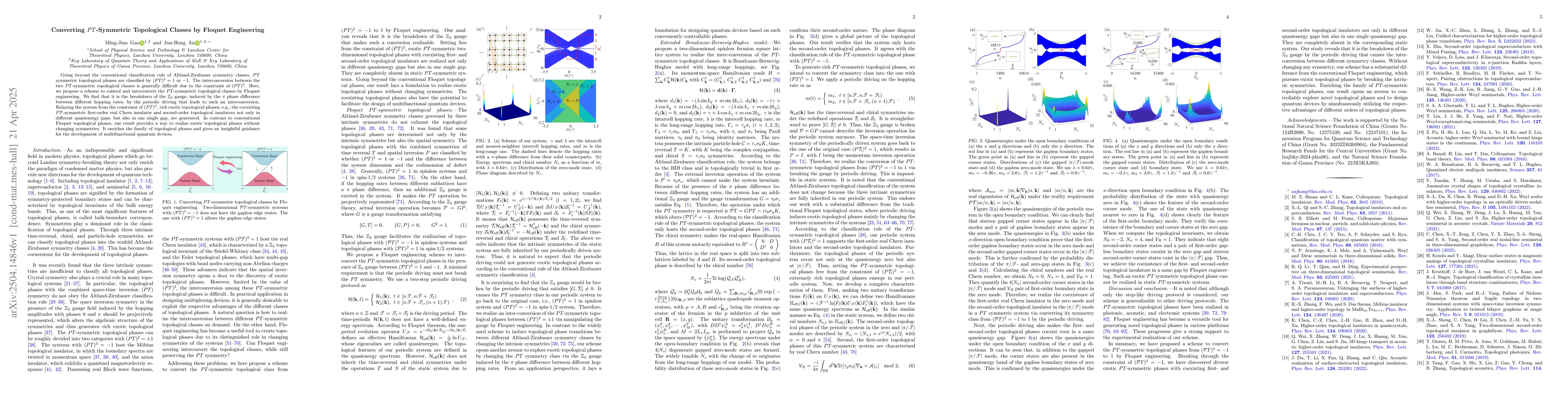 Thumbnail for Converting $PT$-Symmetric Topological Classes by Floquet Engineering