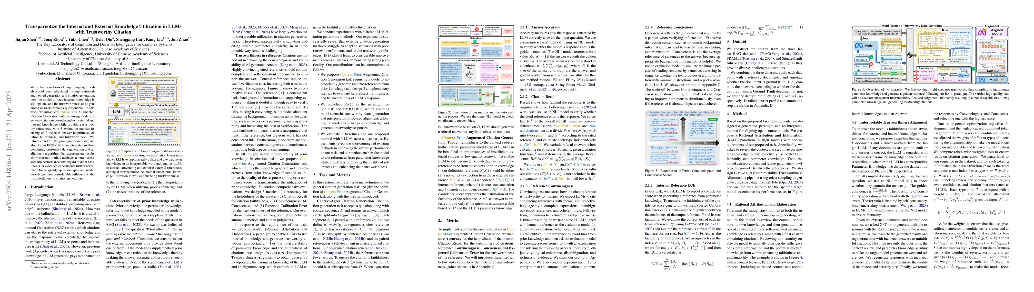 Thumbnail for Transparentize the Internal and External Knowledge Utilization in LLMs
  with Trustworthy Citation