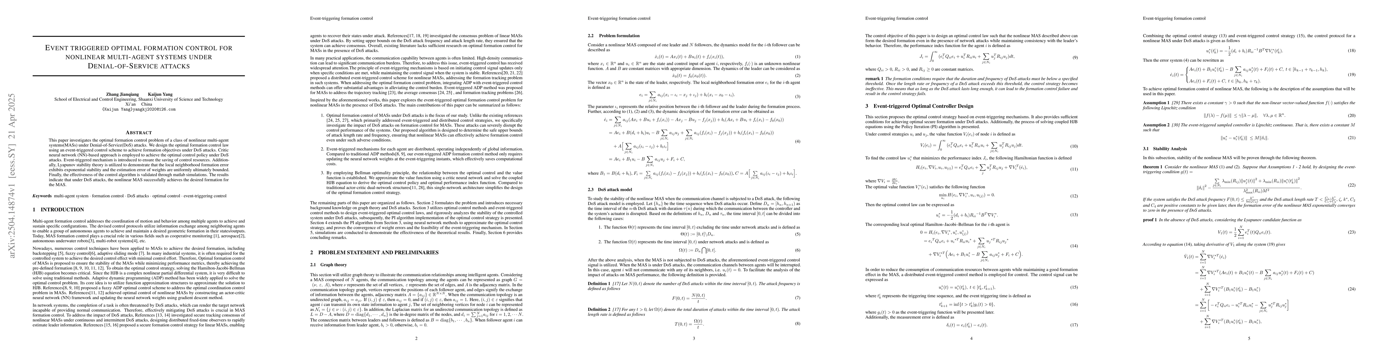 Thumbnail for Event triggered optimal formation control for nonlinear multi-agent
  systems under Denial-of-Service attacks