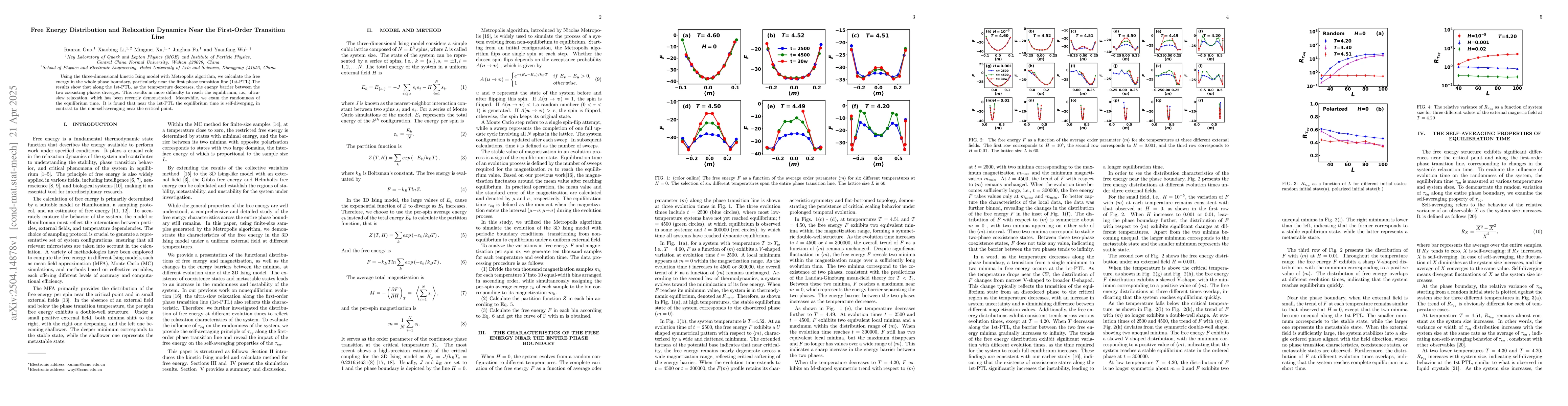 Thumbnail for Free Energy Distribution and Relaxation Dynamics Near the First-Order
  Transition Line