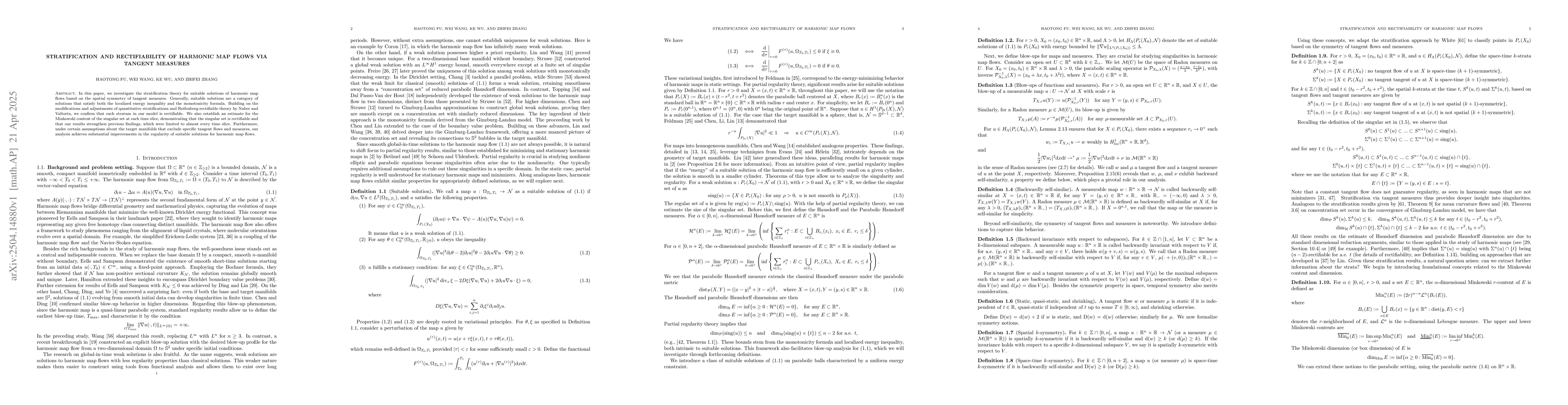 Thumbnail for Stratification and Rectifiability of Harmonic Map Flows via Tangent
  Measures