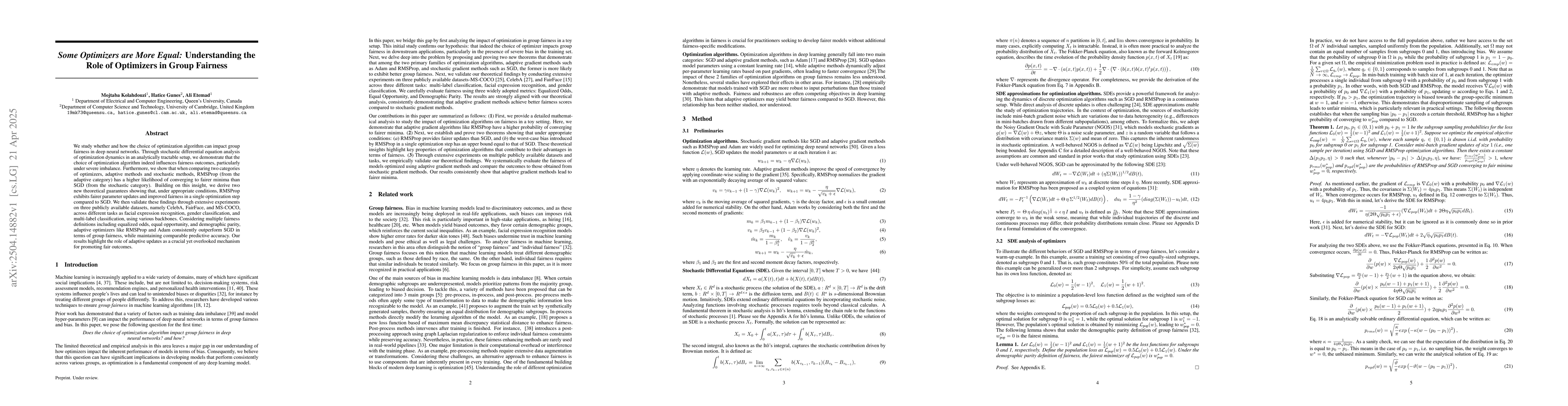 Thumbnail for Some Optimizers are More Equal: Understanding the Role of Optimizers in
  Group Fairness