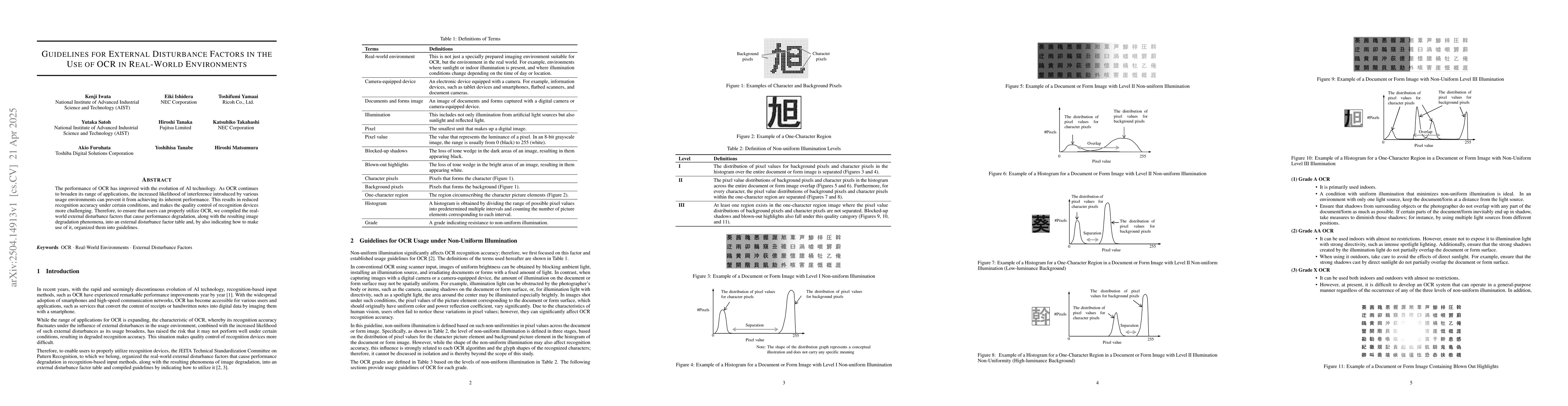 Thumbnail for Guidelines for External Disturbance Factors in the Use of OCR in
  Real-World Environments