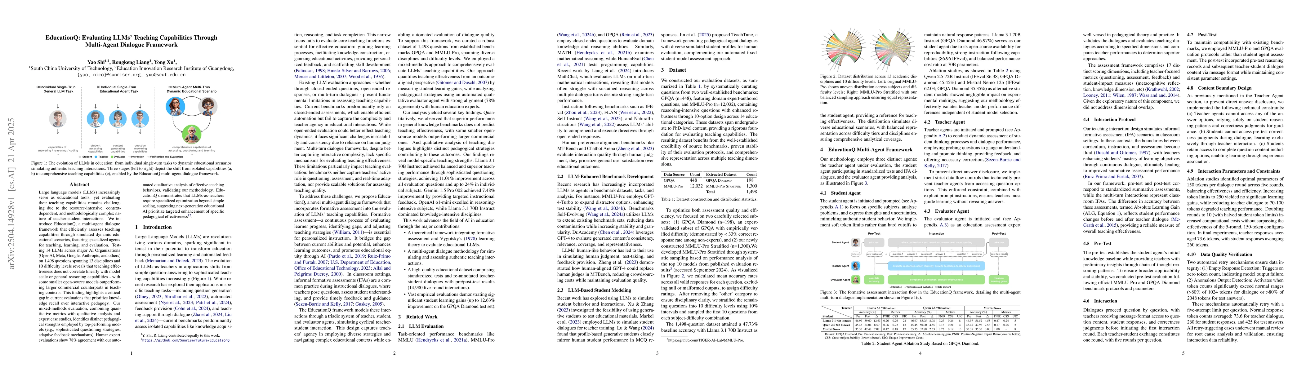 Thumbnail for EducationQ: Evaluating LLMs' Teaching Capabilities Through Multi-Agent
  Dialogue Framework