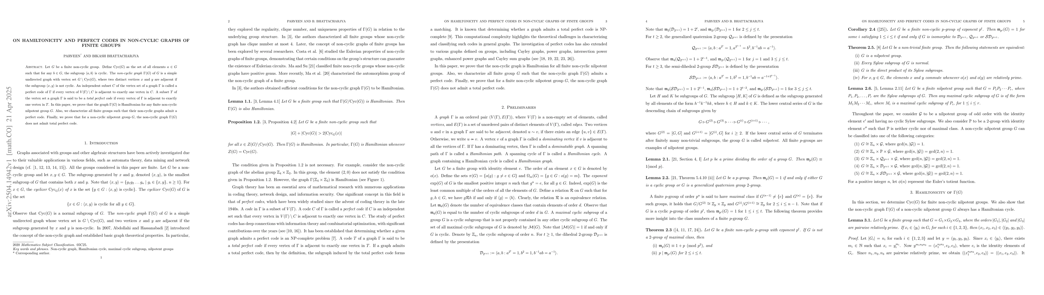 Thumbnail for On Hamiltonicity and Perfect Codes in Non-Cyclic Graphs of Finite Groups