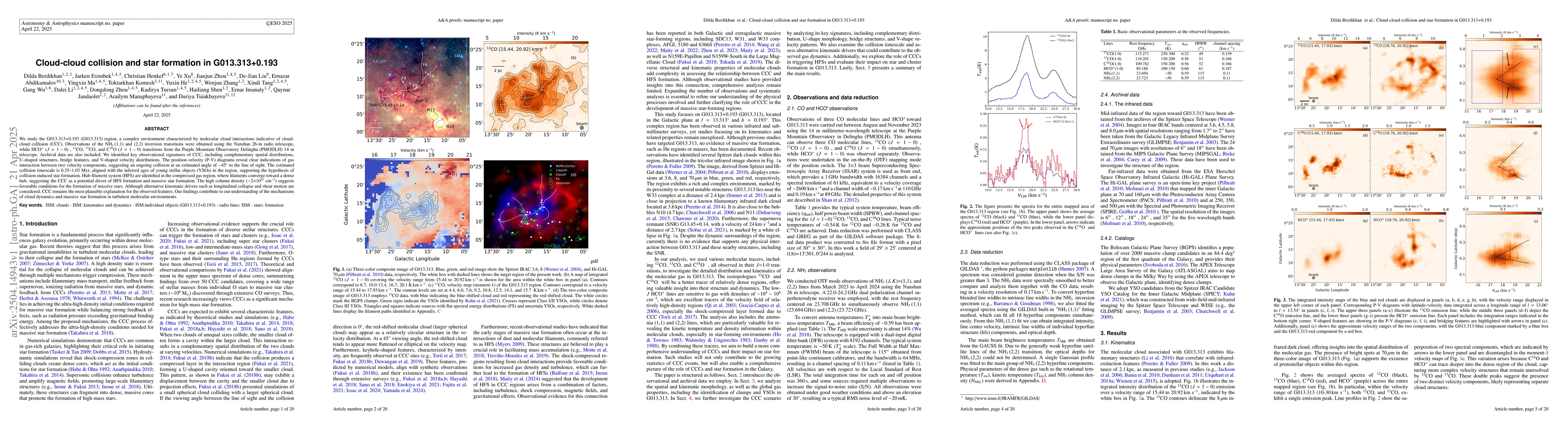 Thumbnail for Cloud-cloud collision and star formation in G013.313+0.193