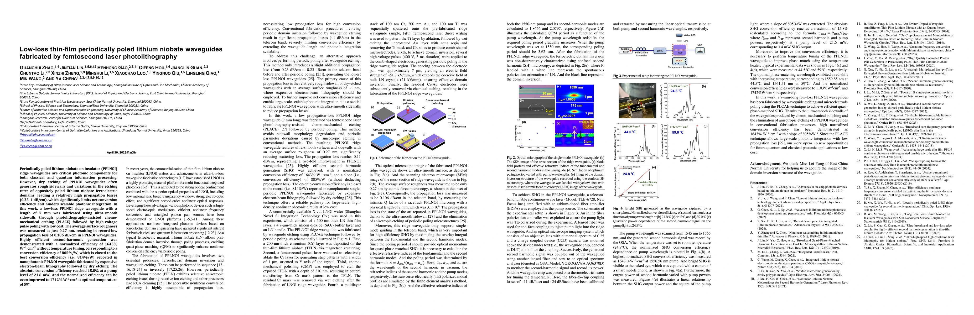 Thumbnail for Low-loss thin-film periodically poled lithium niobate waveguides
  fabricated by femtosecond laser photolithography